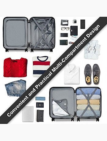 Set de 3 valises - abs 4 roulettes serrure tsa - kono