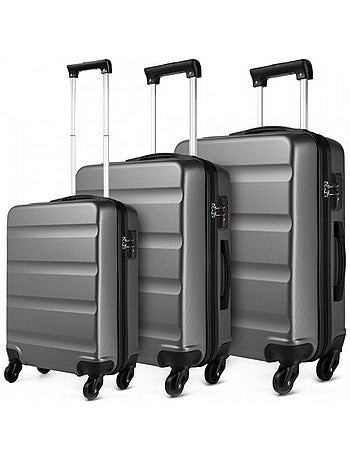 Set de 3 valises - abs, légère, 4 roulettes, serrure tsa - kono