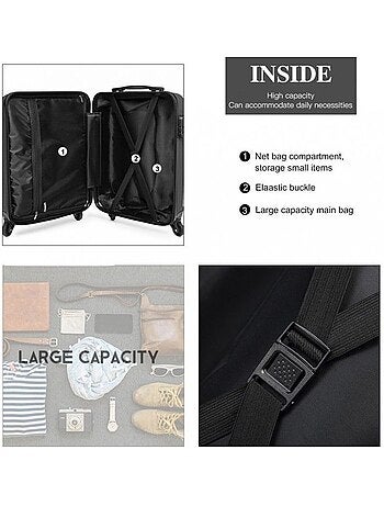 Set de 3 valises - abs, légère, 4 roulettes, serrure tsa - kono