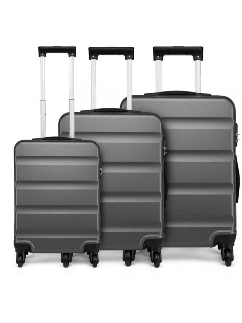 Set de 3 valises - abs, légère, 4 roulettes, serrure tsa - kono Gris - Kiabi