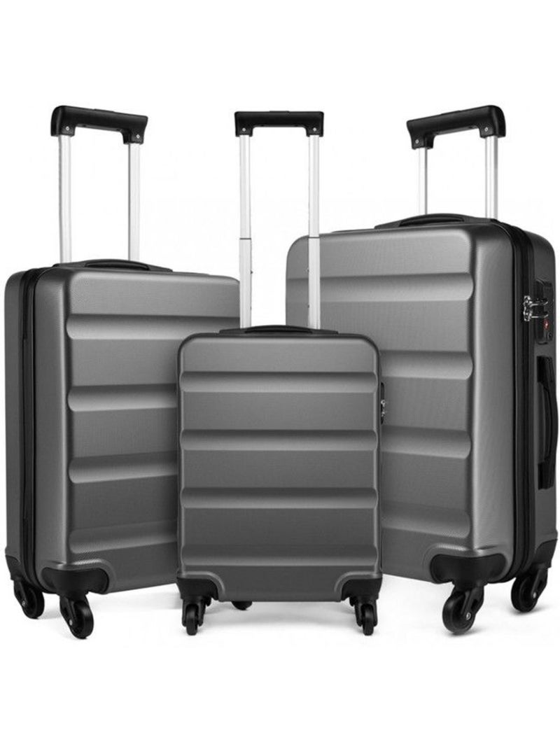 Set de 3 valises - abs, légère, 4 roulettes, serrure tsa - kono Gris - Kiabi