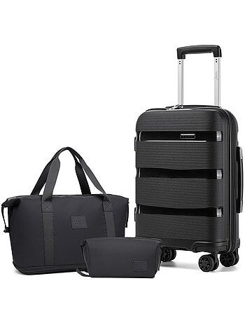Set de 3 valises - rigide abs, 4 roues 360°, serrure tsa - kono