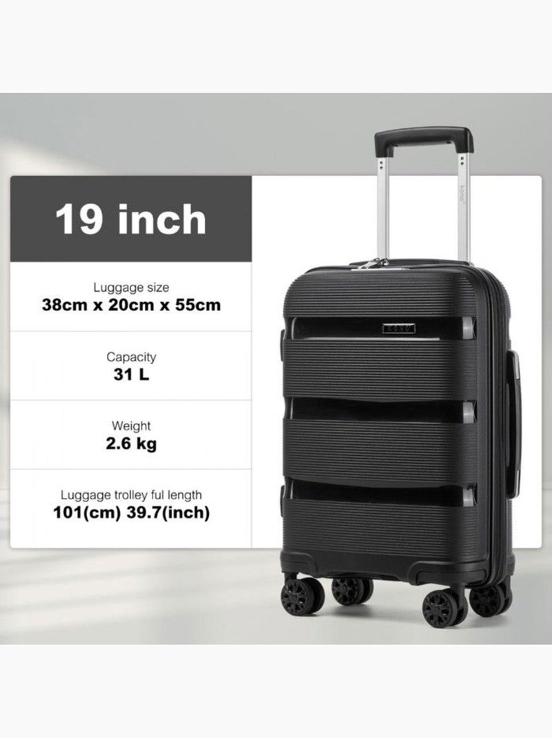 Set de 3 valises - rigide abs, 4 roues 360°, serrure tsa - kono Noir - Kiabi