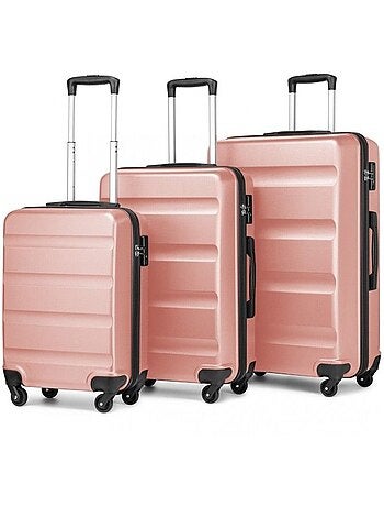 Set de 3 valises - rigide abs, 4 roues 360°, serrure tsa - kono