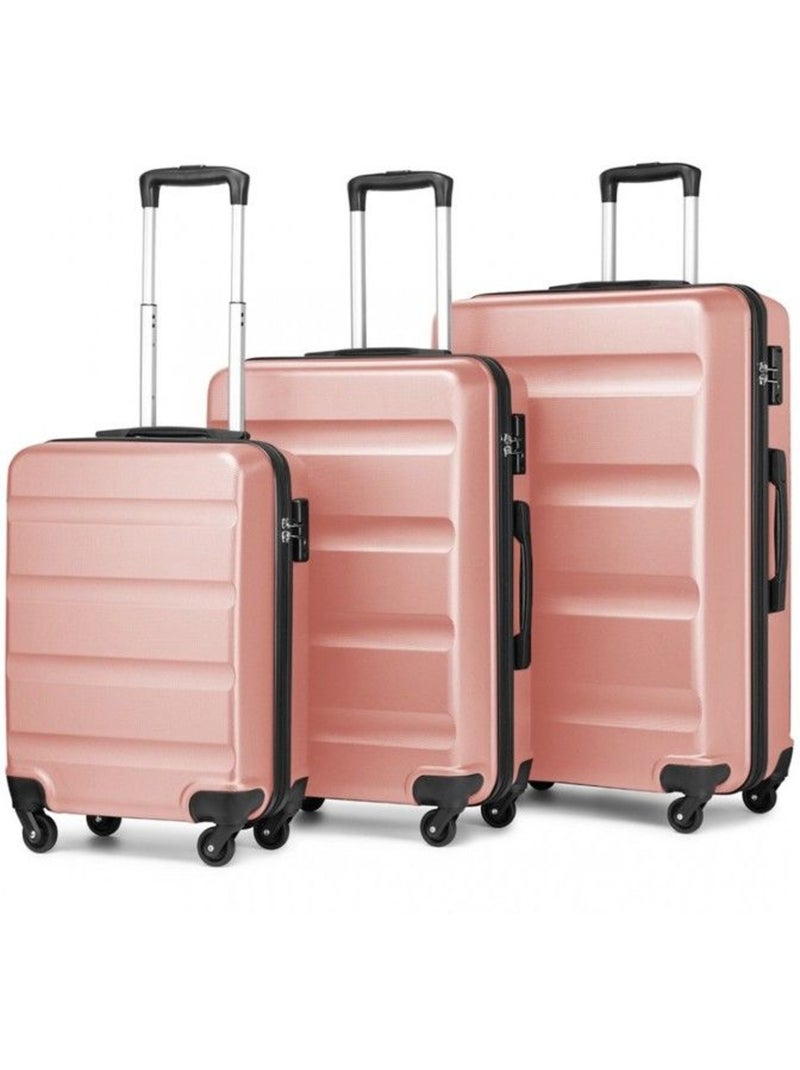 Set de 3 valises - rigide abs, 4 roues 360°, serrure tsa - kono Rose - Kiabi