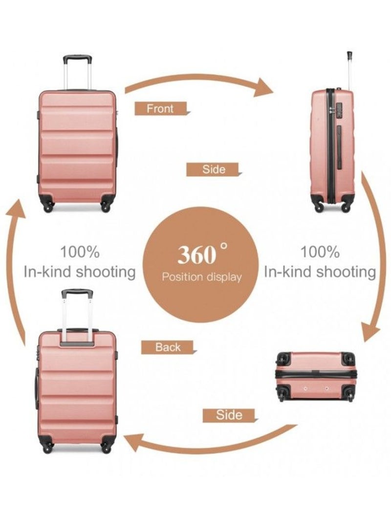 Set de 3 valises - rigide abs, 4 roues 360°, serrure tsa - kono Rose - Kiabi