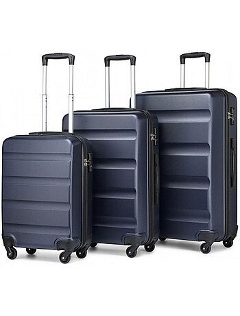 Set de 3 valises - rigide, abs, légère, 4 roulettes, serrure tsa - kono