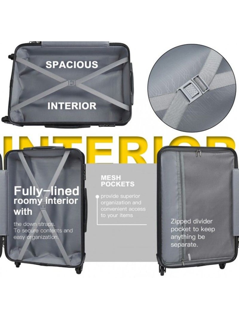 Set de 3 valises - rigide, abs, légère, 4 roulettes, serrure tsa - kono Blanc - Kiabi
