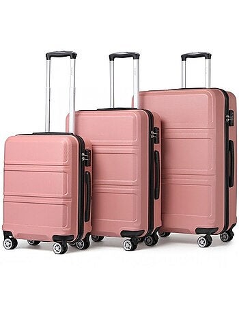 Set de 3 valises - rigide, abs, légère, 4 roulettes, serrure tsa - kono