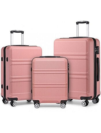 Set de 3 valises - rigide, abs, légère, 4 roulettes, serrure tsa - kono