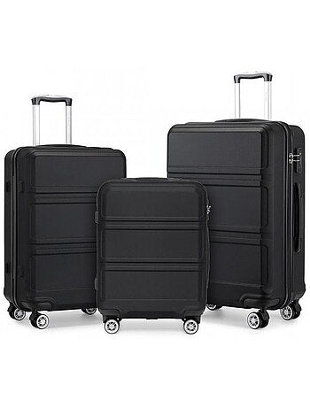 Set de 3 valises - rigide, abs, légère, 4 roulettes, serrure tsa - kono