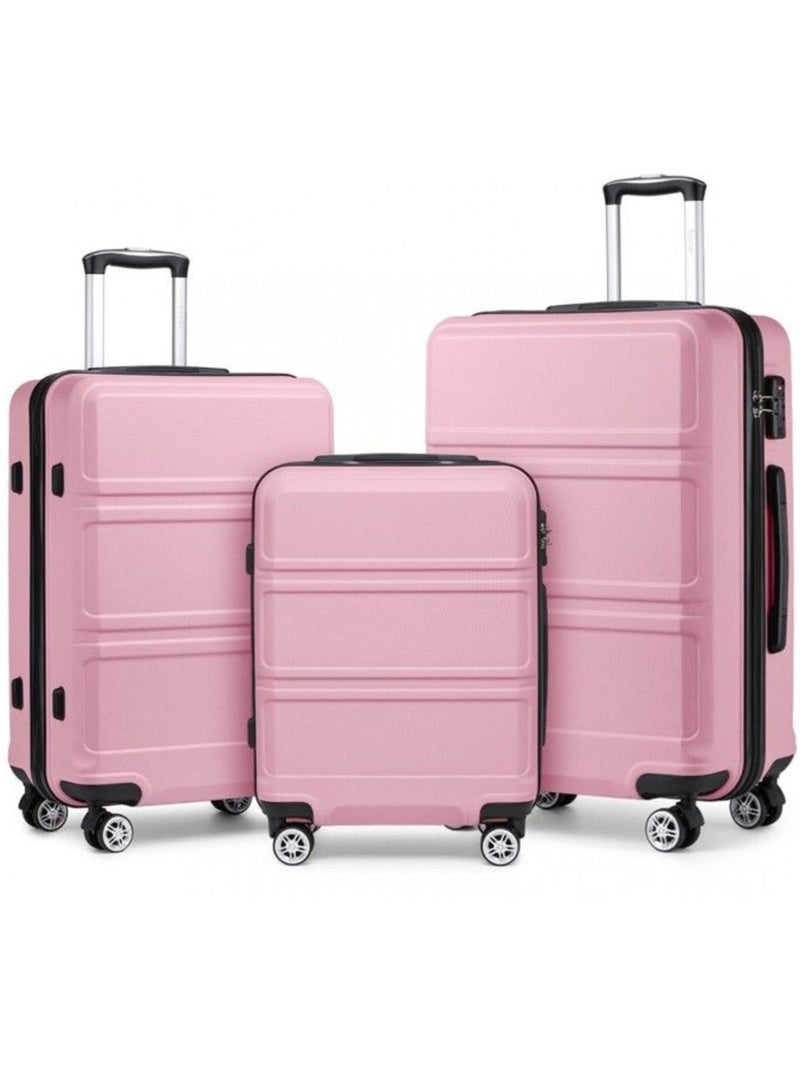 Set de 3 valises - rigide, abs, légère, 4 roulettes, serrure tsa - kono Rose - Kiabi