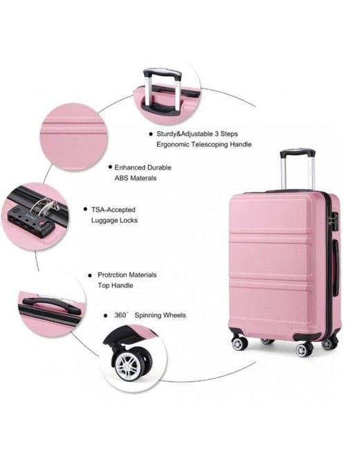 Set de 3 valises - rigide, abs, légère, 4 roulettes, serrure tsa - kono - Kiabi
