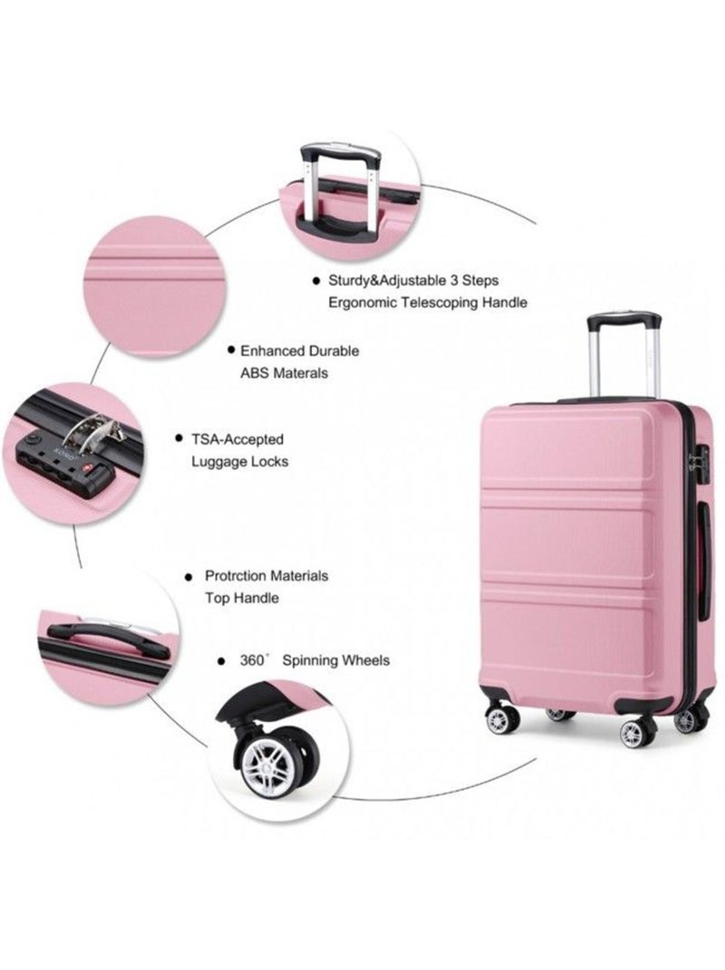 Set de 3 valises - rigide, abs, légère, 4 roulettes, serrure tsa - kono Rose - Kiabi