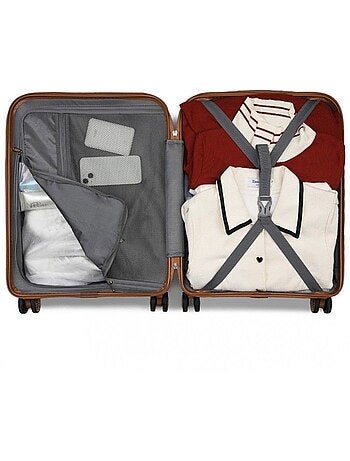 Set de 3 valises - rigide abs + pc, 4 roues 360°, serrure tsa - kono
