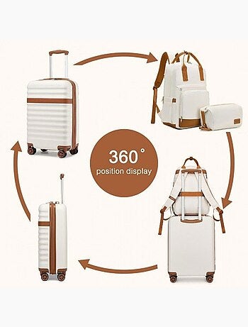 Set de 3 valises - rigide abs + pc, 4 roues 360°, serrure tsa - kono