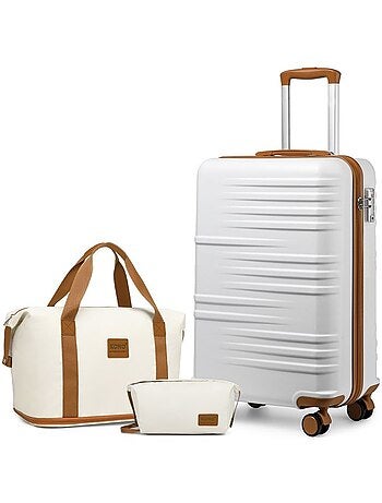 Set de 3 valises - rigide abs + pc, 4 roues, serrure tsa - british traveller