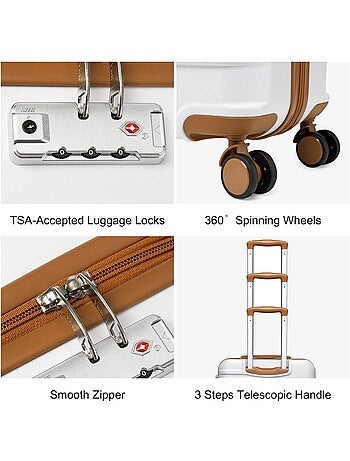 Set de 3 valises - rigide abs + pc, 4 roues, serrure tsa - british traveller