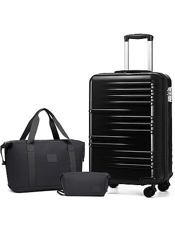 Set de 3 valises - rigide abs + pc, 4 roues, serrure tsa - british traveller
