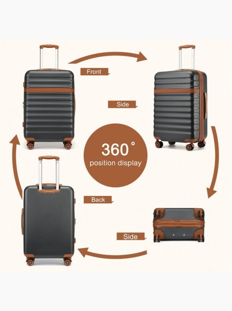 Set de 3 valises - rigide abs + pc, extensible, 4 roues 360°, serrure tsa - kono Gris - Kiabi