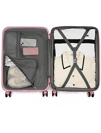 Set de 3 valises - rigide abs + pc, extensible, 4 roues, serrure tsa - kono