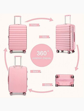 Set de 3 valises - rigide abs + pc, extensible, 4 roues, serrure tsa - kono