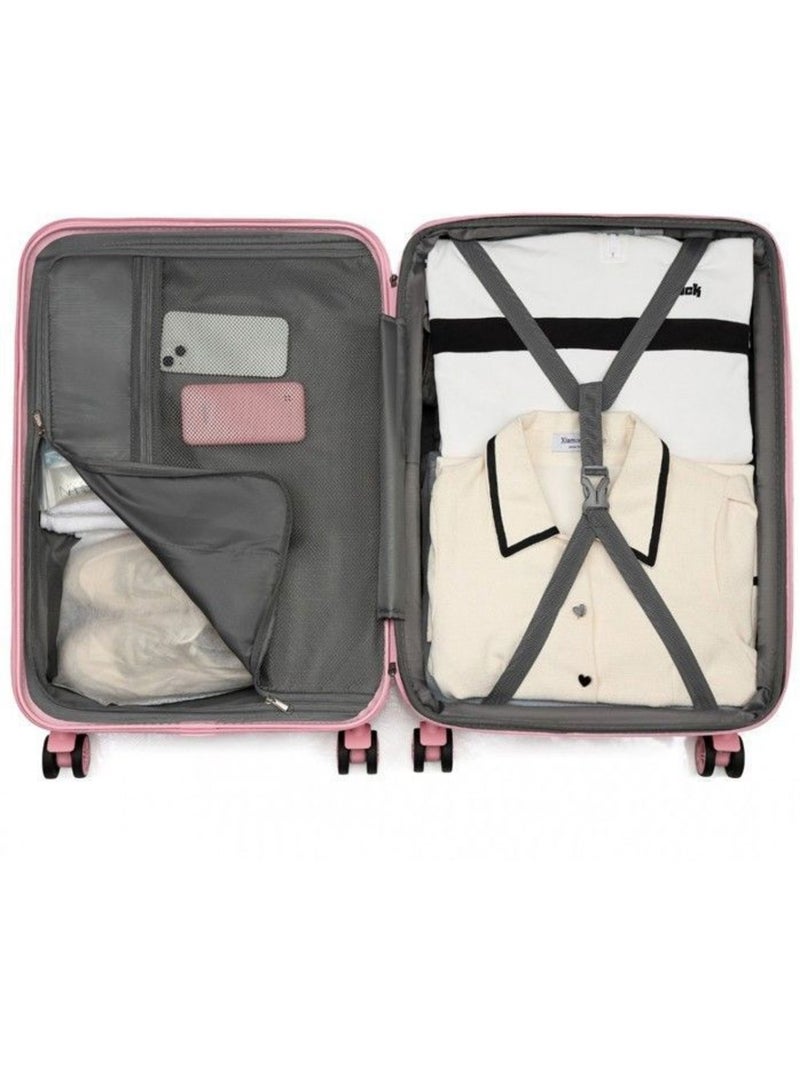 Set de 3 valises - rigide abs + pc, extensible, 4 roues, serrure tsa - kono Rose - Kiabi
