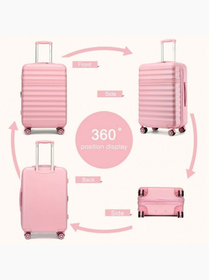 Set de 3 valises - rigide abs + pc, extensible, 4 roues, serrure tsa - kono Rose - Kiabi