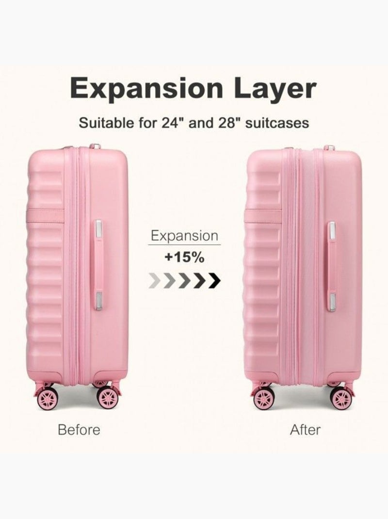Set de 3 valises - rigide abs + pc, extensible, 4 roues, serrure tsa - kono Rose - Kiabi