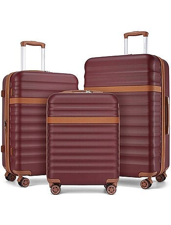 Set de 3 valises - rigide abs + pc, extensible, 4 roues, serrure tsa - kono