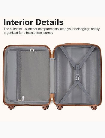 Set de 3 valises - rigide abs + pc, extensible, 4 roues, serrure tsa - kono