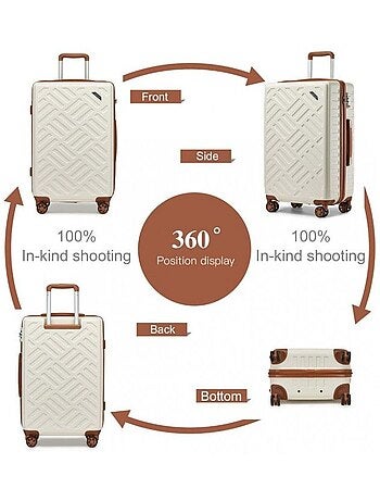 Set de 3 valises - rigide, abs + polycarbonate, 4 roulettes - kono