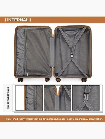 Set de 3 valises - rigide, abs + polycarbonate, légère, 4 roulettes - kono