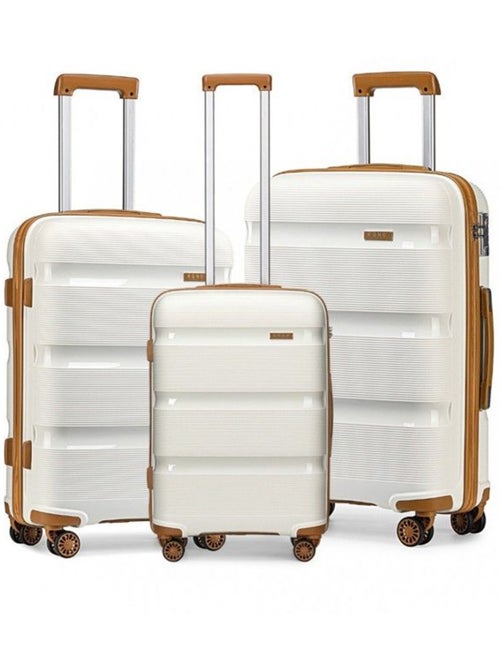 Set de 3 valises - rigide, abs + polycarbonate, légère, 4 roulettes - kono - Kiabi