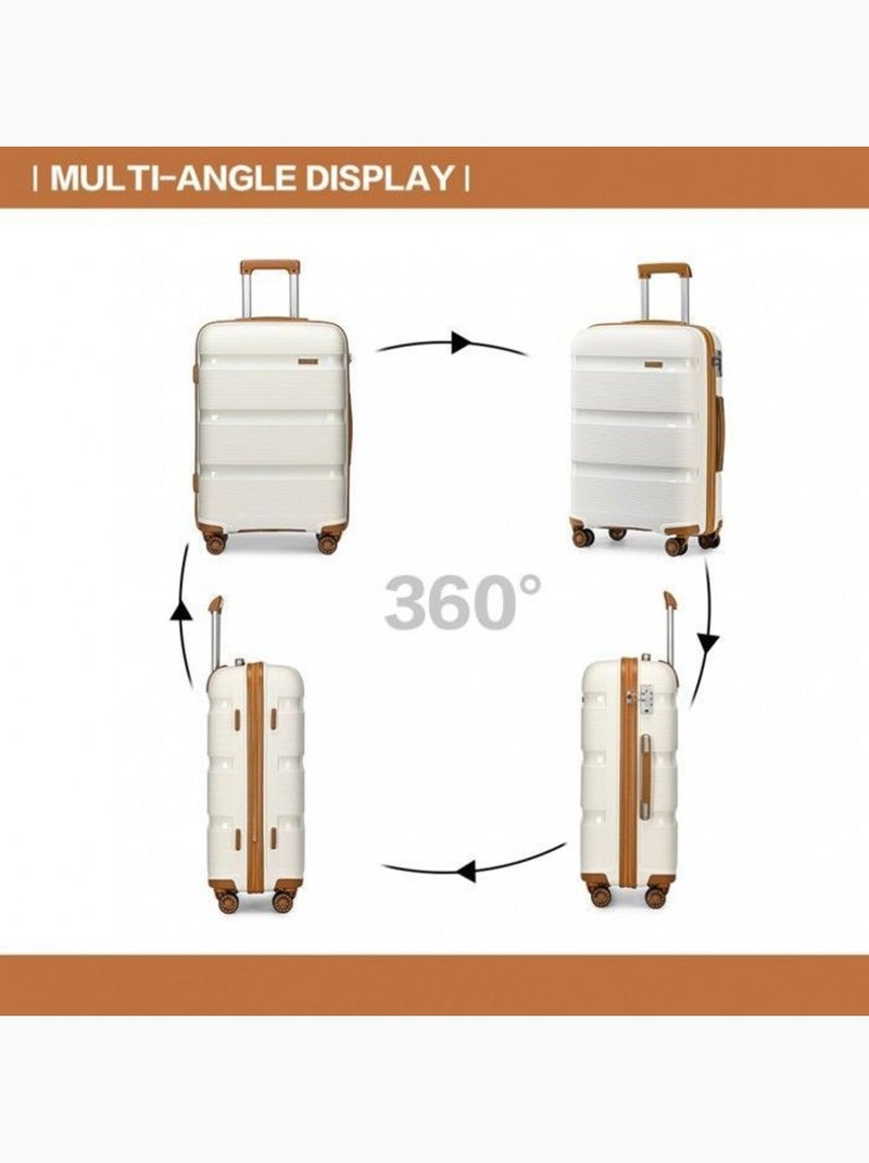 Set de 3 valises - rigide, abs + polycarbonate, légère, 4 roulettes - kono Beige - Kiabi