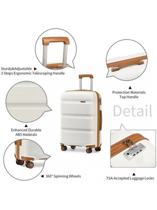 Set de 3 valises - rigide, abs + polycarbonate, légère, 4 roulettes - kono - Kiabi