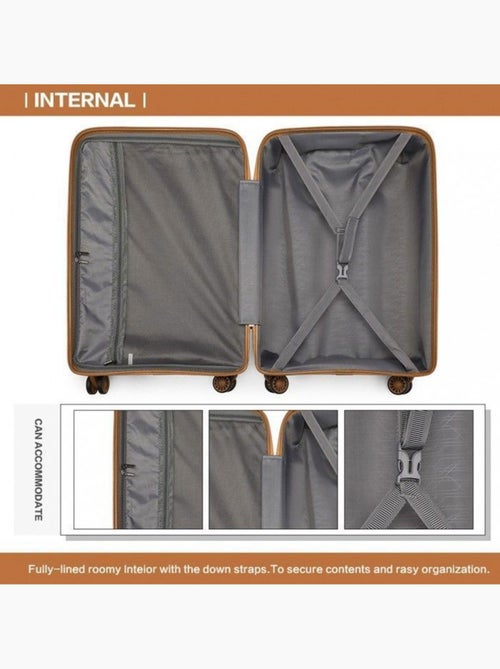 Set de 3 valises - rigide, abs + polycarbonate, légère, 4 roulettes - kono - Kiabi