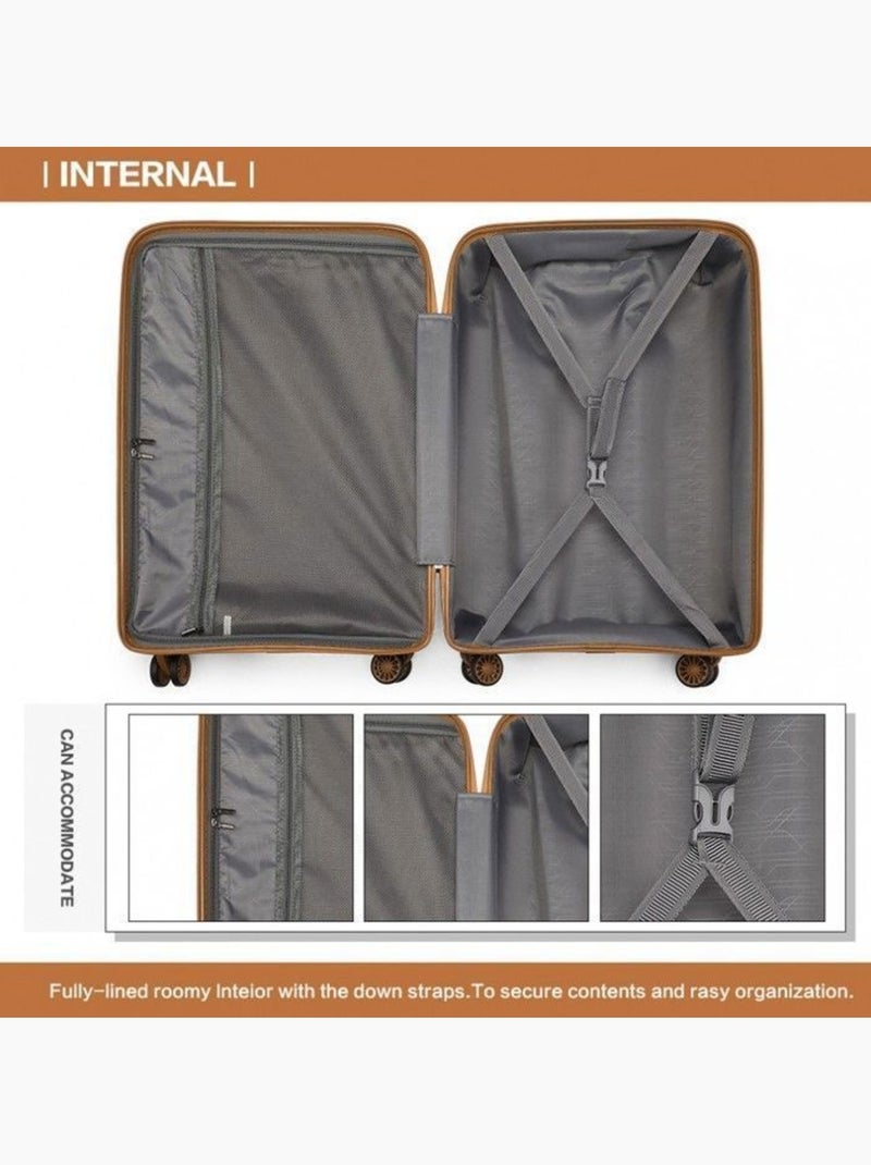 Set de 3 valises - rigide, abs + polycarbonate, légère, 4 roulettes - kono Beige - Kiabi