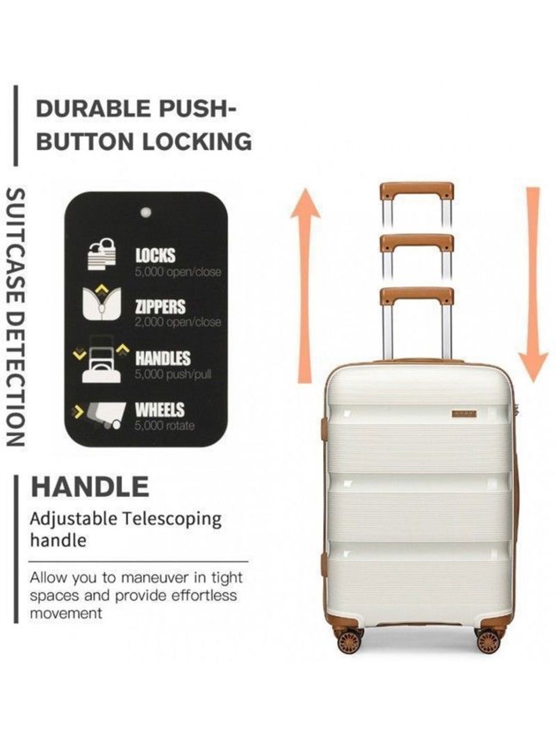 Set de 3 valises - rigide, abs + polycarbonate, légère, 4 roulettes - kono Beige - Kiabi