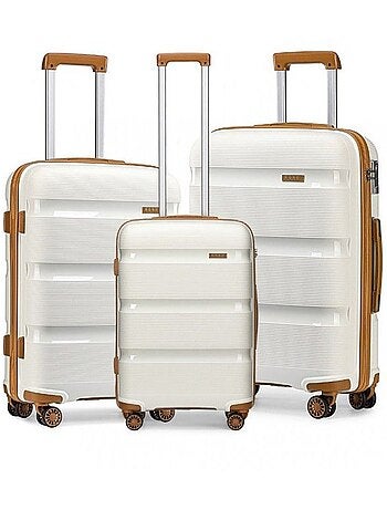 Set de 3 valises - rigide, abs + polycarbonate, légère, 4 roulettes - kono