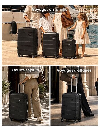 Set de 3 valises - rigide, polycarbonate, légère, 4 roulettes - kono