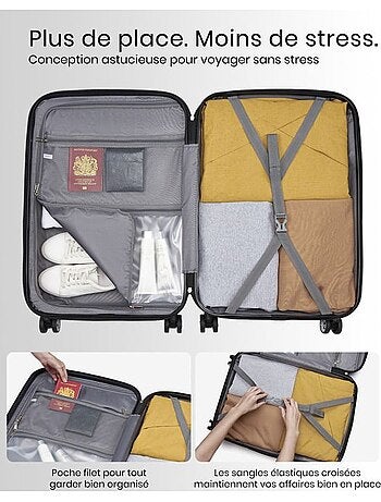 Set de 3 valises - rigide, polycarbonate, légère, 4 roulettes - kono