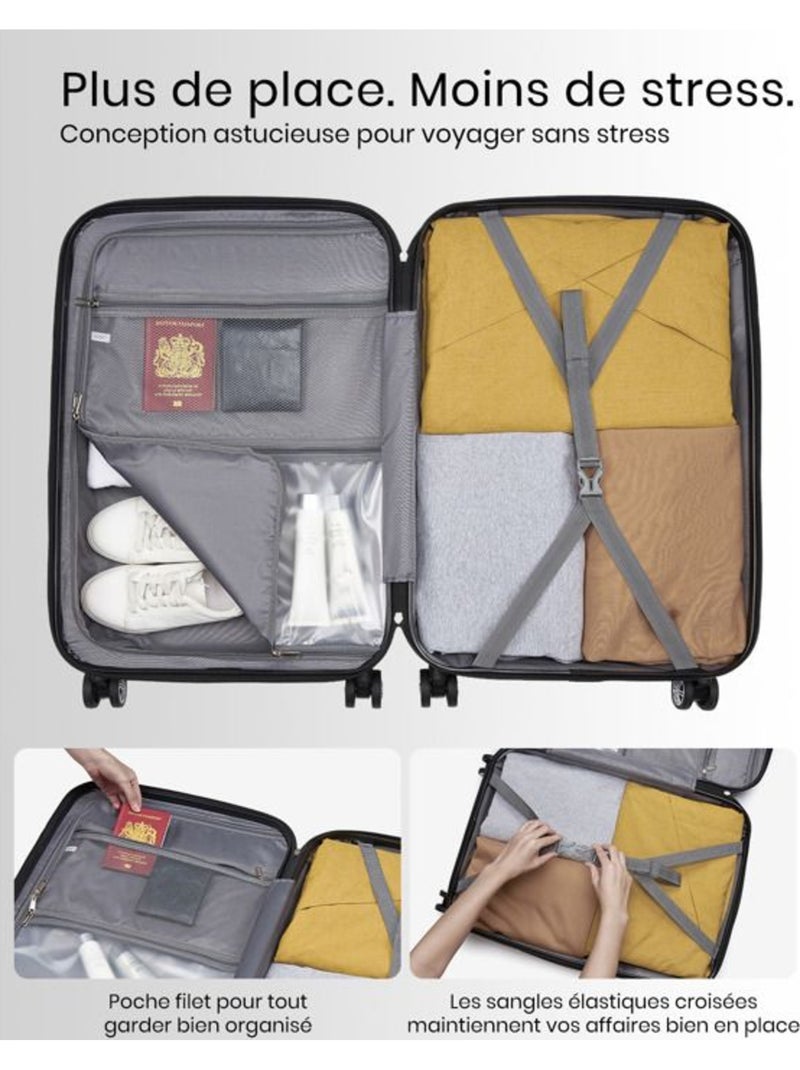Set de 3 valises - rigide, polycarbonate, légère, 4 roulettes - kono Vert - Kiabi