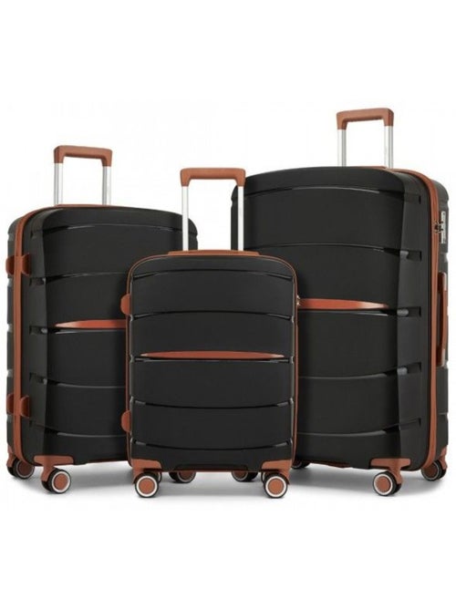 Set de 3 valises - rigide, polypropylène, légère, 4 roulettes - kono - Kiabi