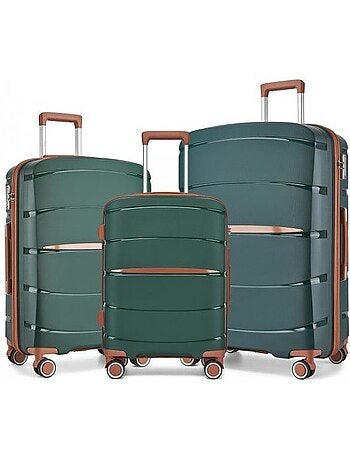 Set de 3 valises - rigide, polypropylène, légère, 4 roulettes - kono