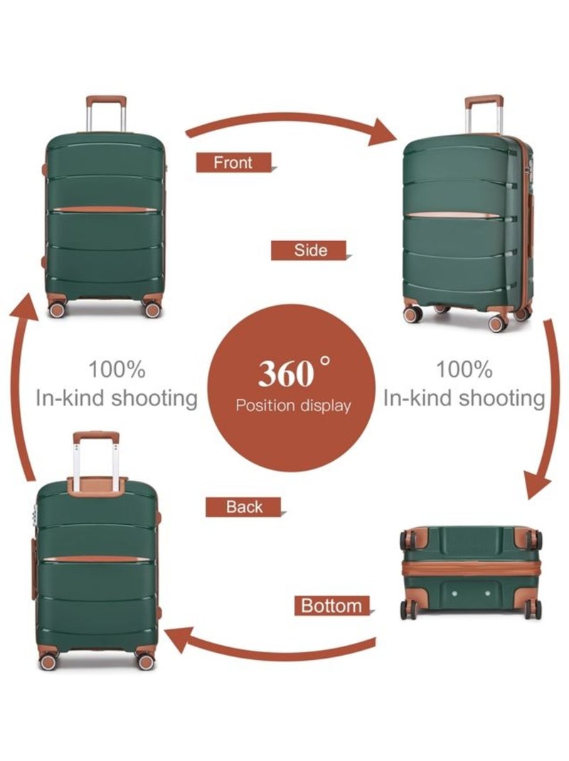 Set de 3 valises - rigide, polypropylène, légère, 4 roulettes - kono Vert - Kiabi