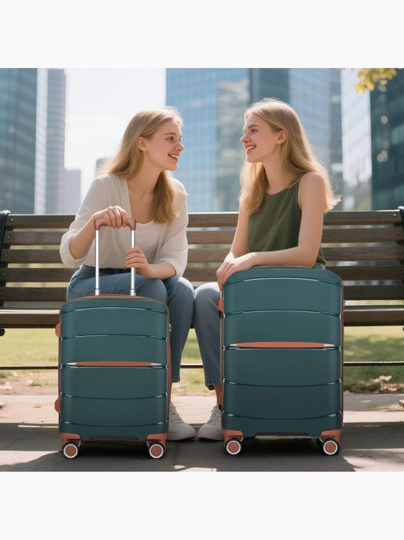 Set de 3 valises - rigide, polypropylène, légère, 4 roulettes - kono Vert - Kiabi