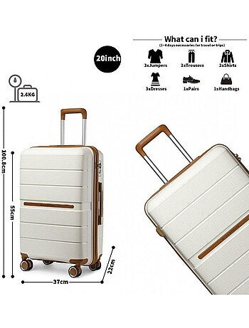 Set de 3 valises - rigide polypropylène (pp), 4 roues 360° - british traveller