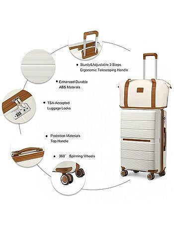 Set de 3 valises - rigide polypropylène (pp), 4 roues 360° - british traveller