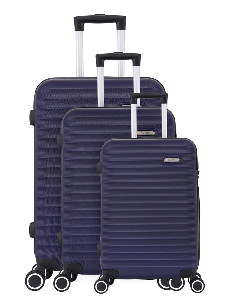 Set de 3 valises 4 roues ABS - Classiq - Trolley ADC Bleu marine - Kiabi